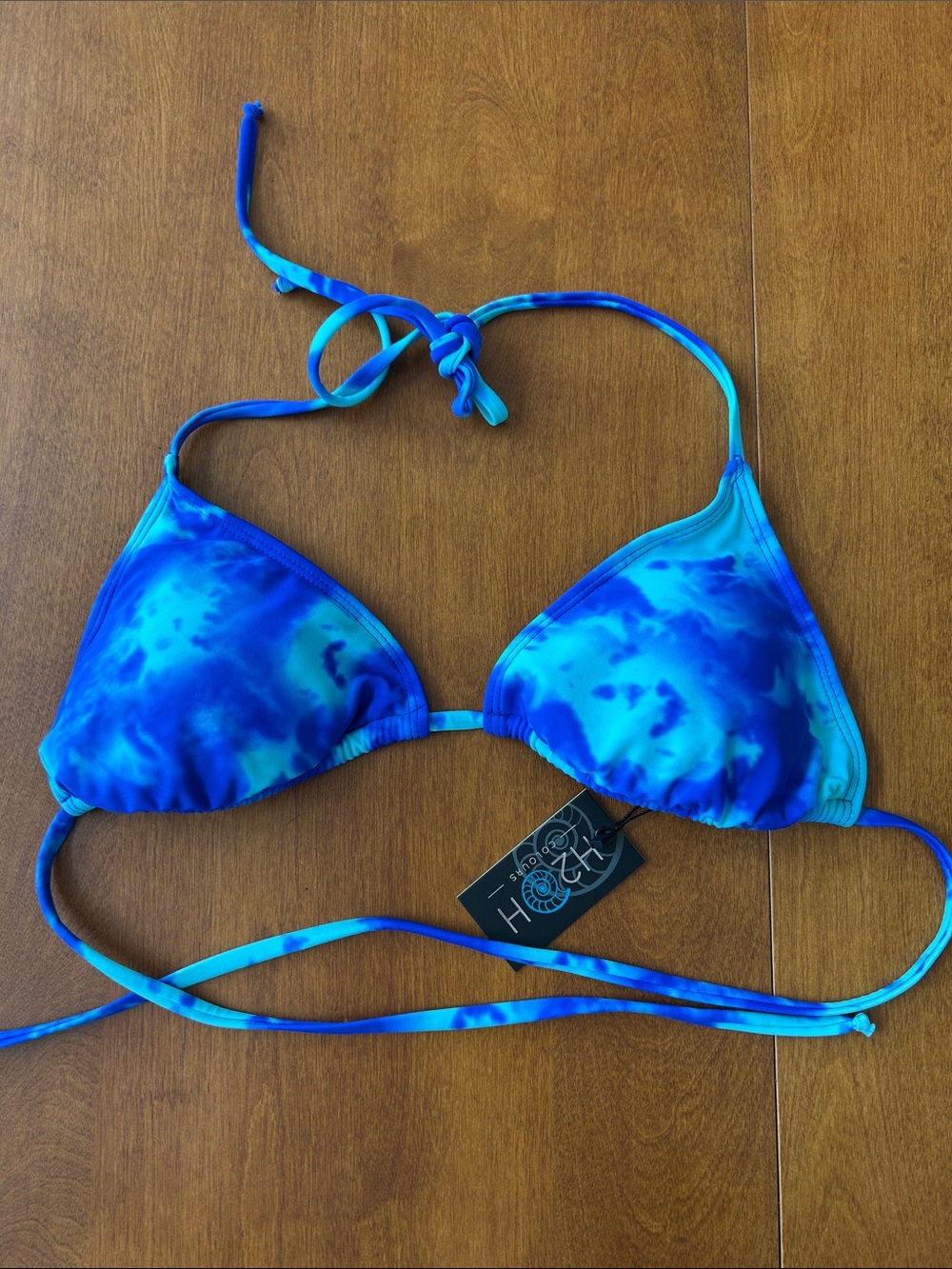 H2O Blue Tie-Dye Triangle Bikini Top - Women's Swim